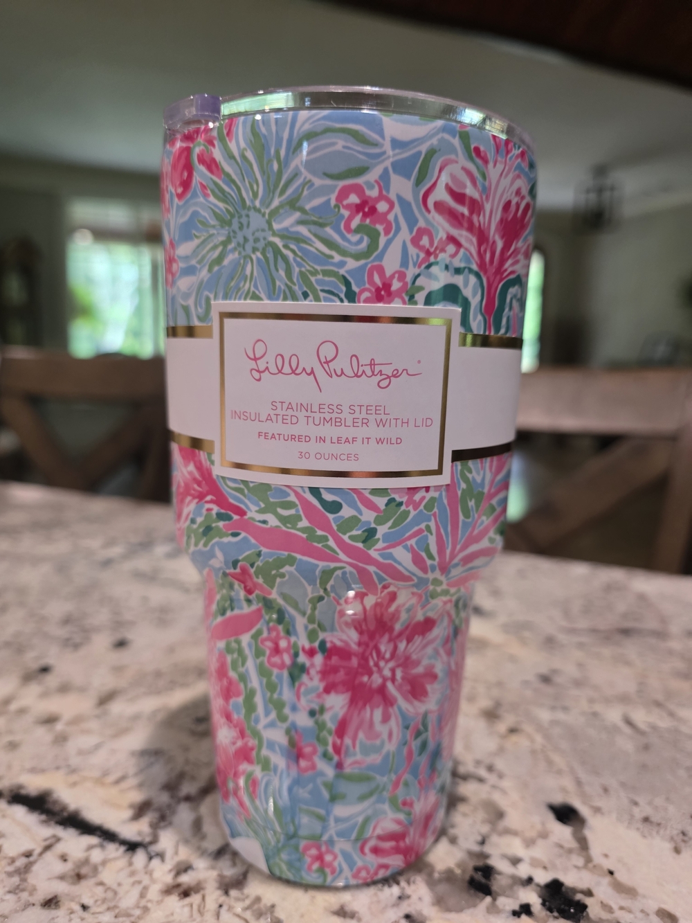 Lilly Pulitzer Pink Floral Stainless Steel Insulated Tumbler with Lid-NWT